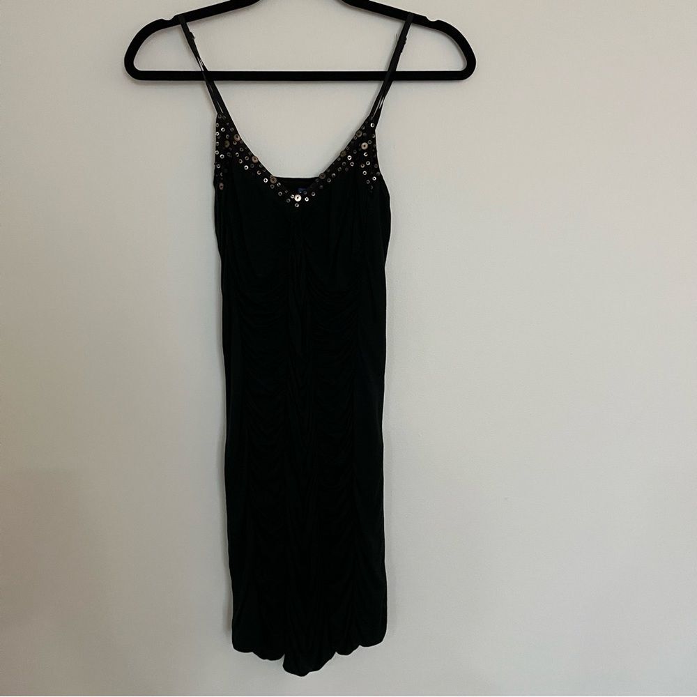 Free People black ruched dress with sequins - size 6 - ruched